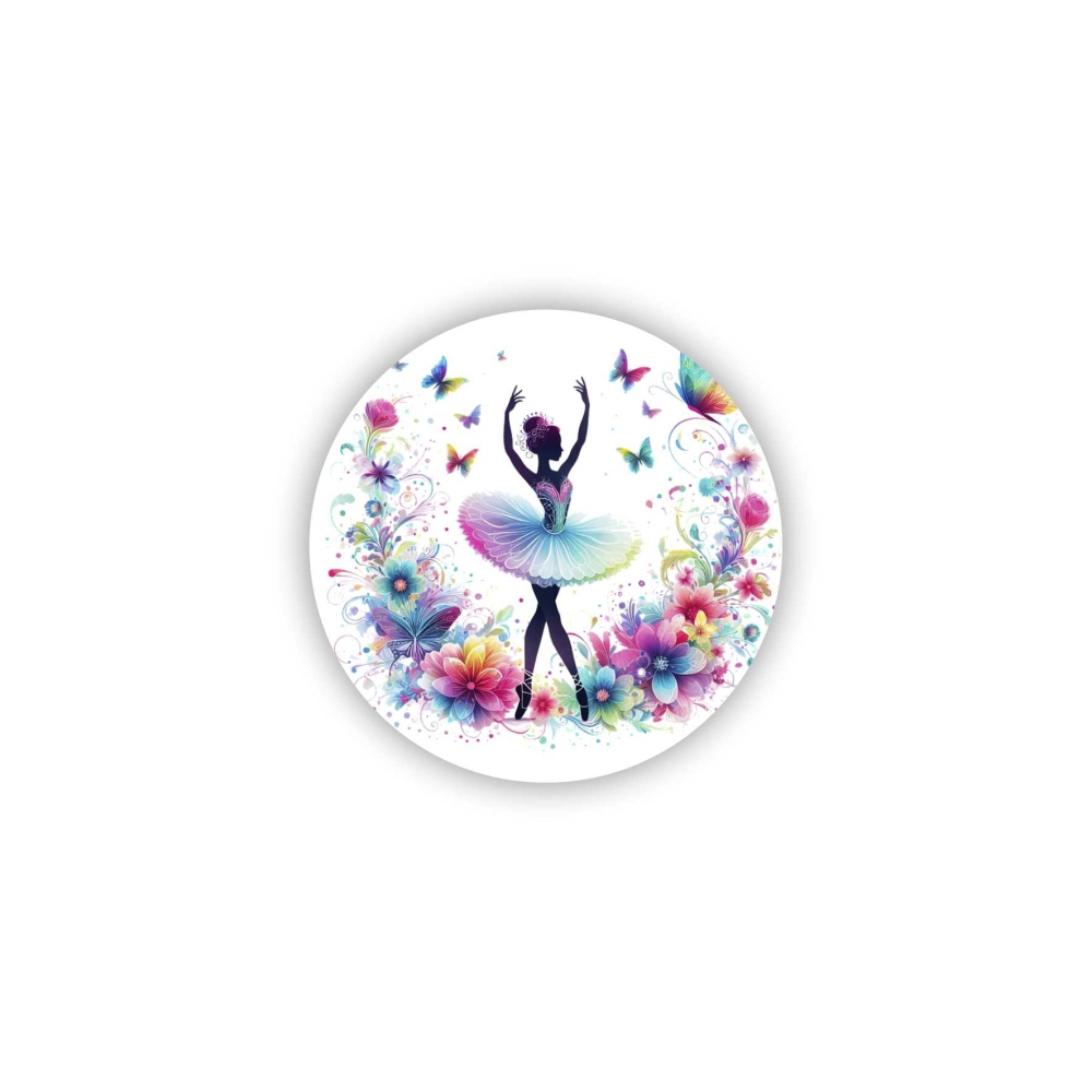 65x65 mm-es kör alakú mágnes - virágos balerina