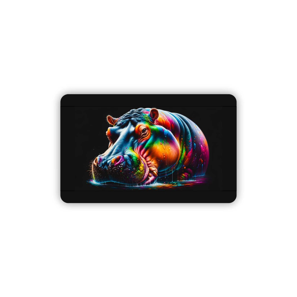 89x55mm-es téglalap alakú mágnes - színes víziló