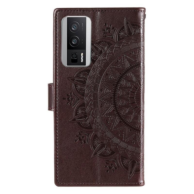 Mandala könyv tok a Xiaomi Poco F5 Pro számára - barna