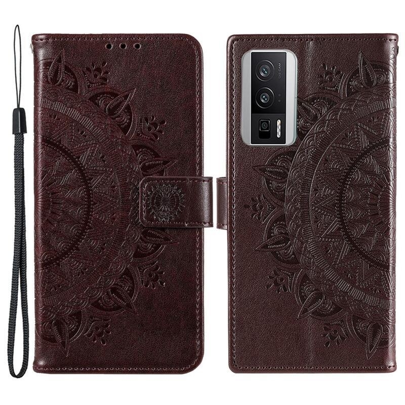 Mandala könyv tok a Xiaomi Poco F5 Pro számára - barna