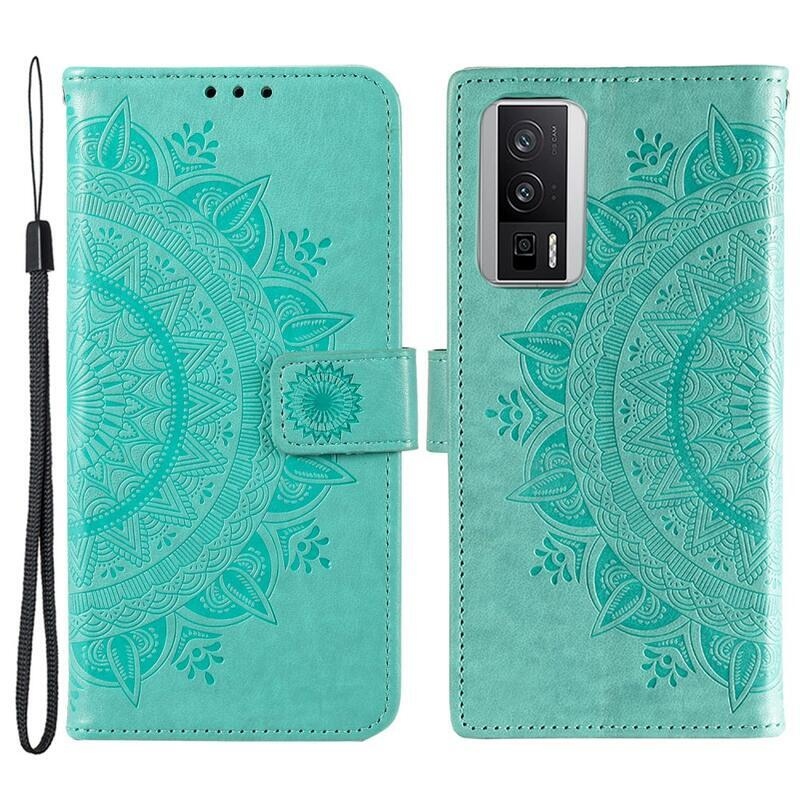 Mandala könyv tok a Xiaomi Poco F5 Pro számára - teal színű