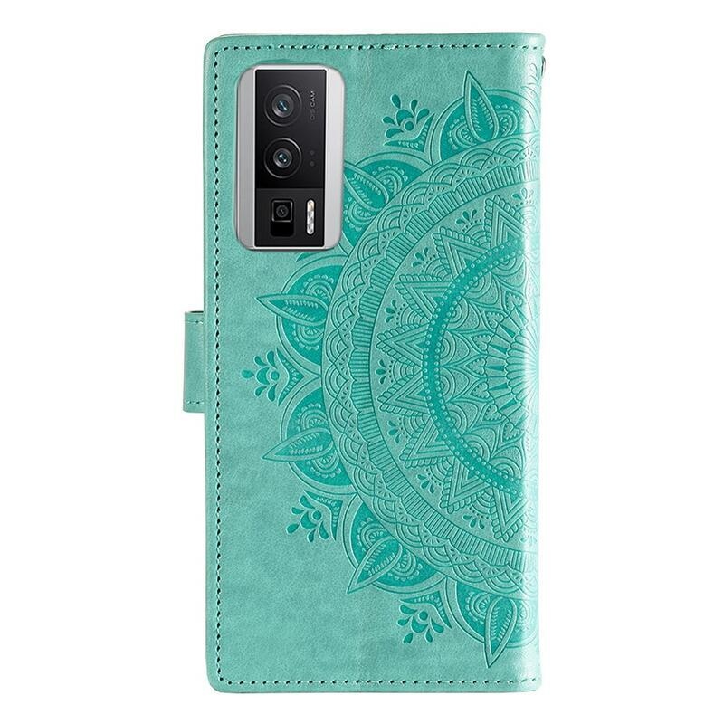 Mandala könyv tok a Xiaomi Poco F5 Pro számára - teal színű
