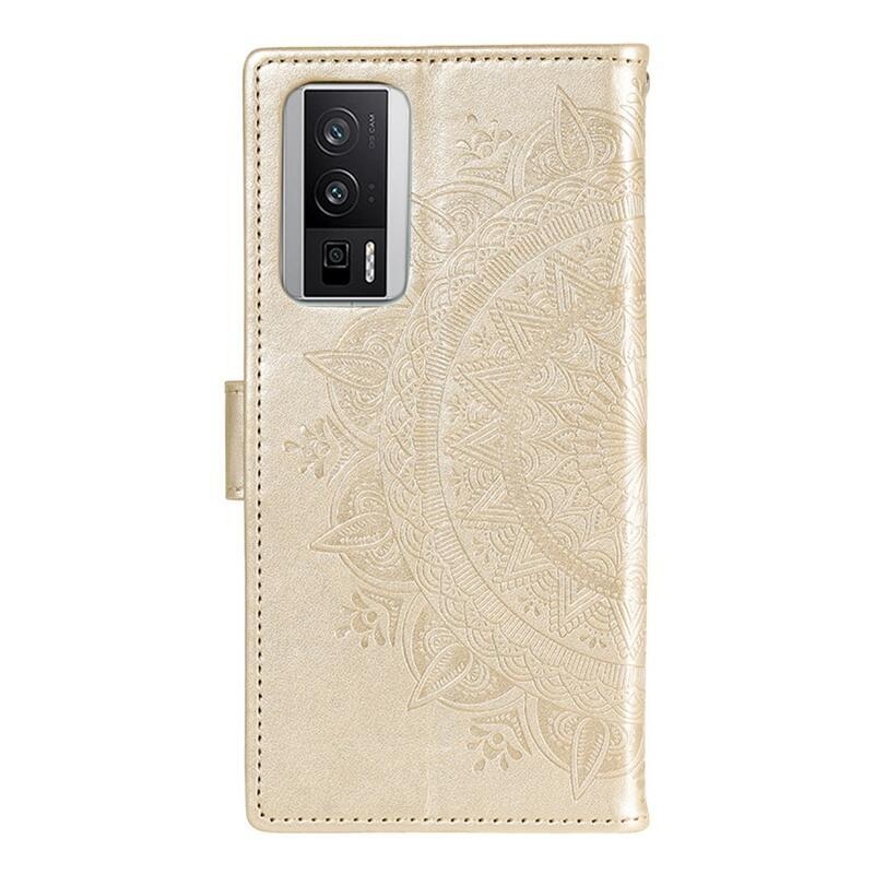 Mandala könyv tok a Xiaomi Poco F5 Pro számára - arany színben