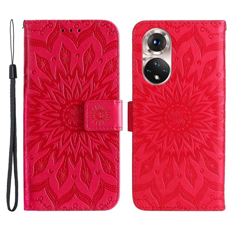 Mandala PU bőr pénztárca tok Huawei Nova 9/Honor 50 - piros