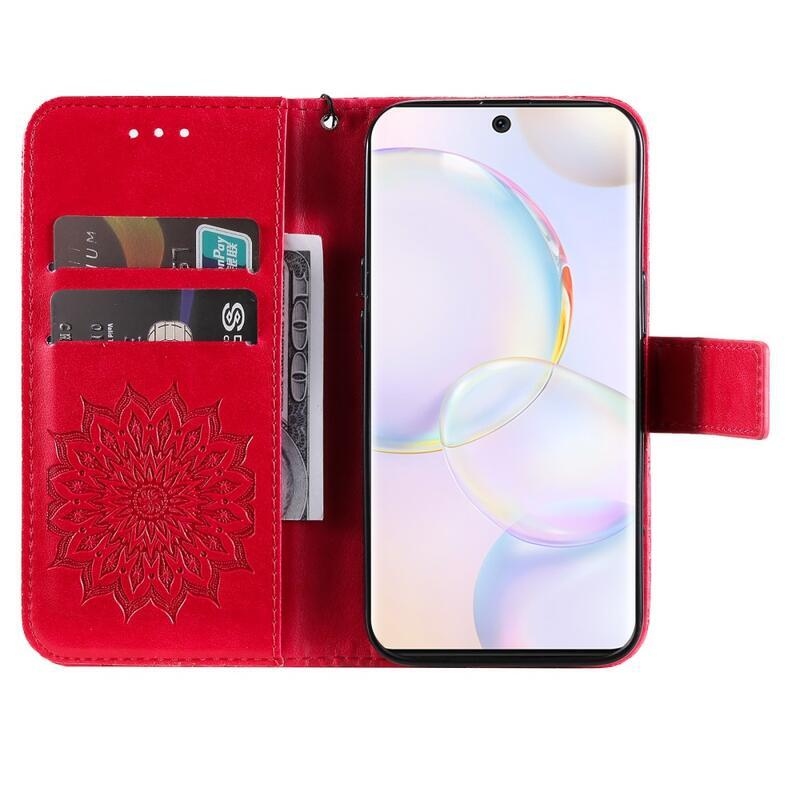 Mandala PU bőr pénztárca tok Huawei Nova 9/Honor 50 - piros