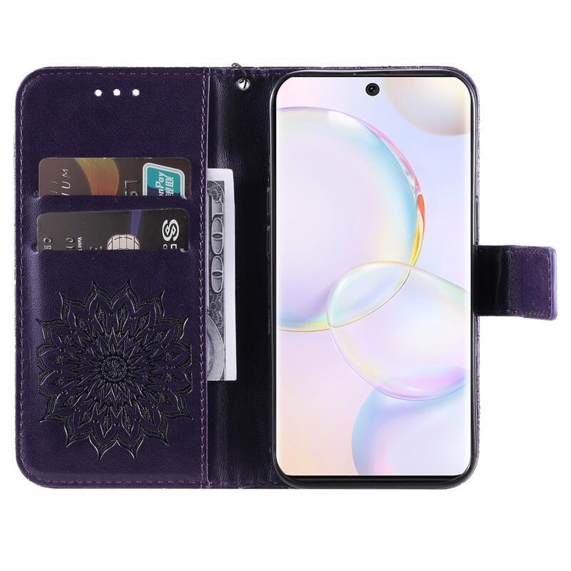 Mandala PU bőr pénztárca tok a Huawei Nova 9/Honor 50 számára - lila