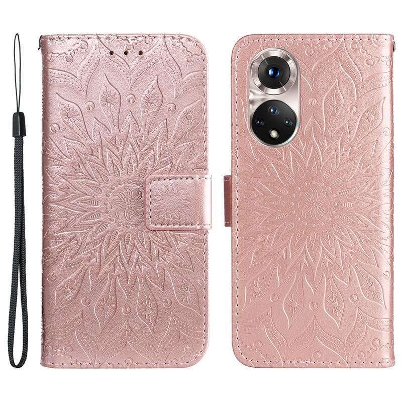 Mandala PU bőr pénztárca tok Huawei Nova 9/Honor 50 - rózsa arany