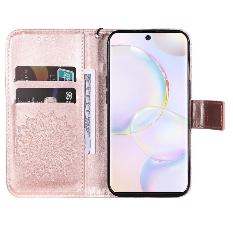 Mandala PU bőr pénztárca tok Huawei Nova 9/Honor 50 - rózsa arany