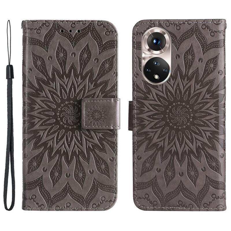Mandala PU bőr pénztárca tok a Huawei Nova 9/Honor 50 számára - szürke