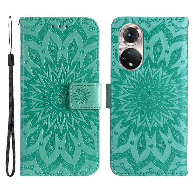 Mandala PU bőr pénztárca tok a Huawei Nova 9/Honor 50 számára - zöld