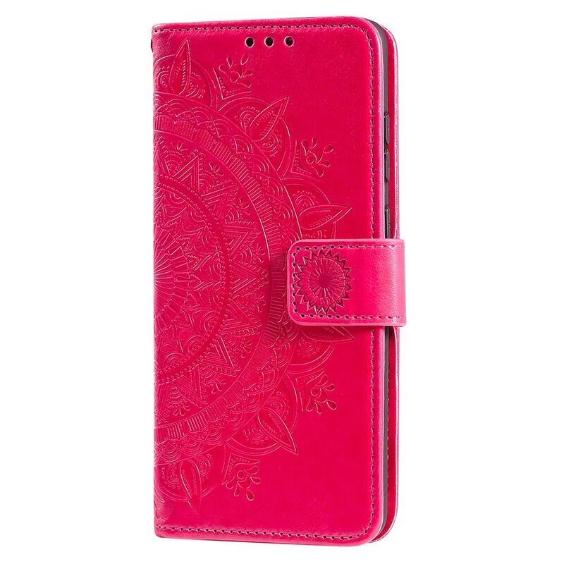 Mandala PU bőr pénztárca tok mobiltelefonhoz Realme C35 - piros