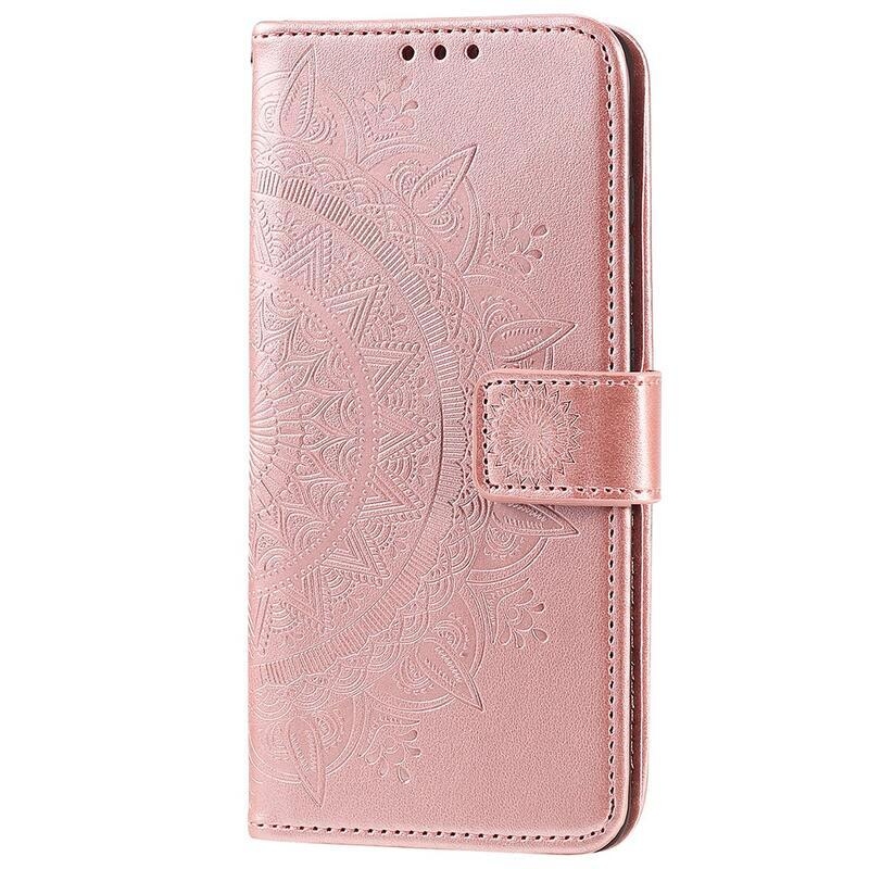 Mandala PU bőr pénztárca tok mobiltelefonhoz Realme C35 - rózsa arany