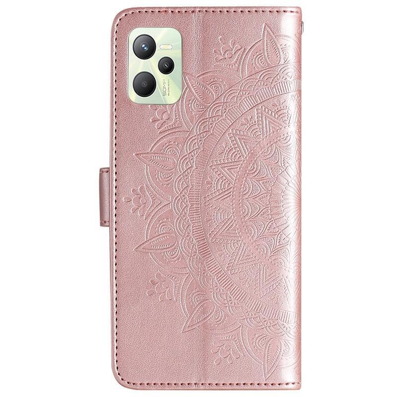 Mandala PU bőr pénztárca tok mobiltelefonhoz Realme C35 - rózsa arany