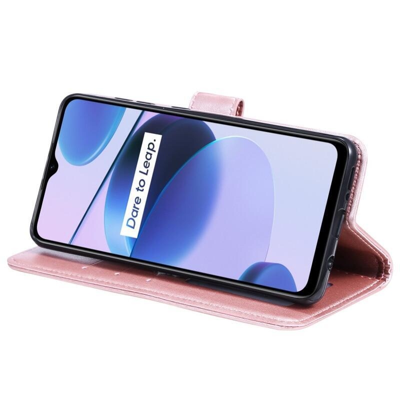 Mandala PU bőr pénztárca tok mobiltelefonhoz Realme C35 - rózsa arany