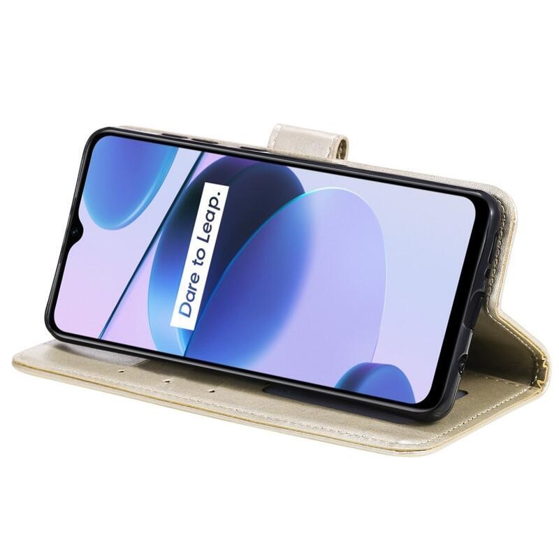 Mandala PU bőr pénztárca tok mobilhoz Realme C35 - arany színben