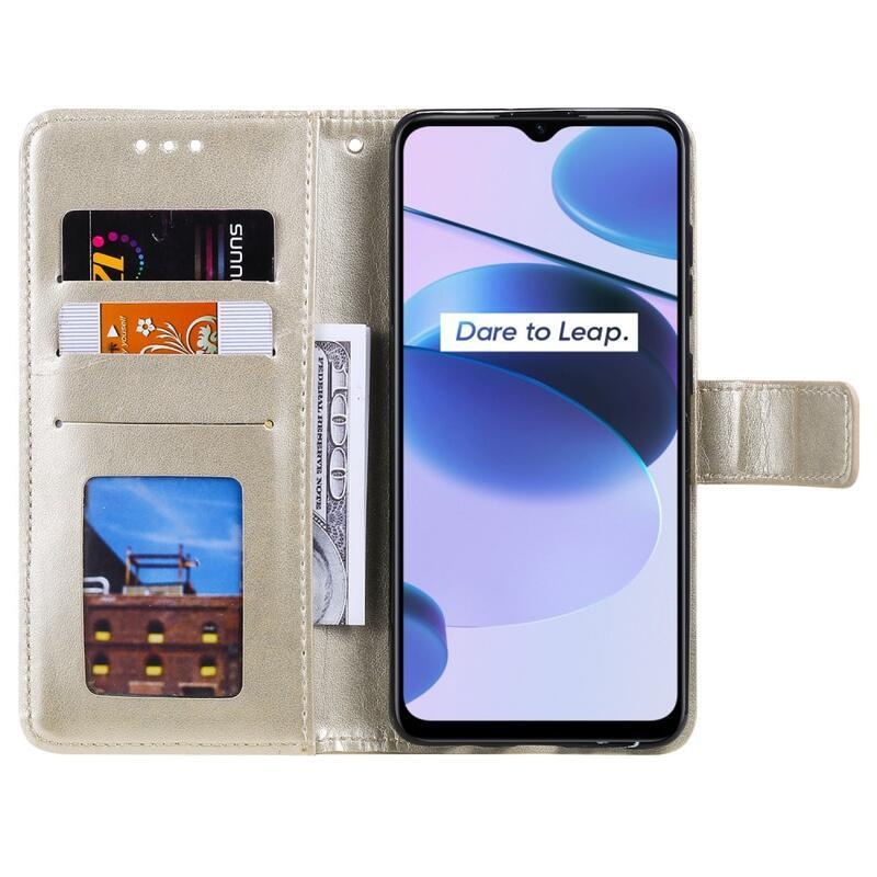 Mandala PU bőr pénztárca tok mobilhoz Realme C35 - arany színben