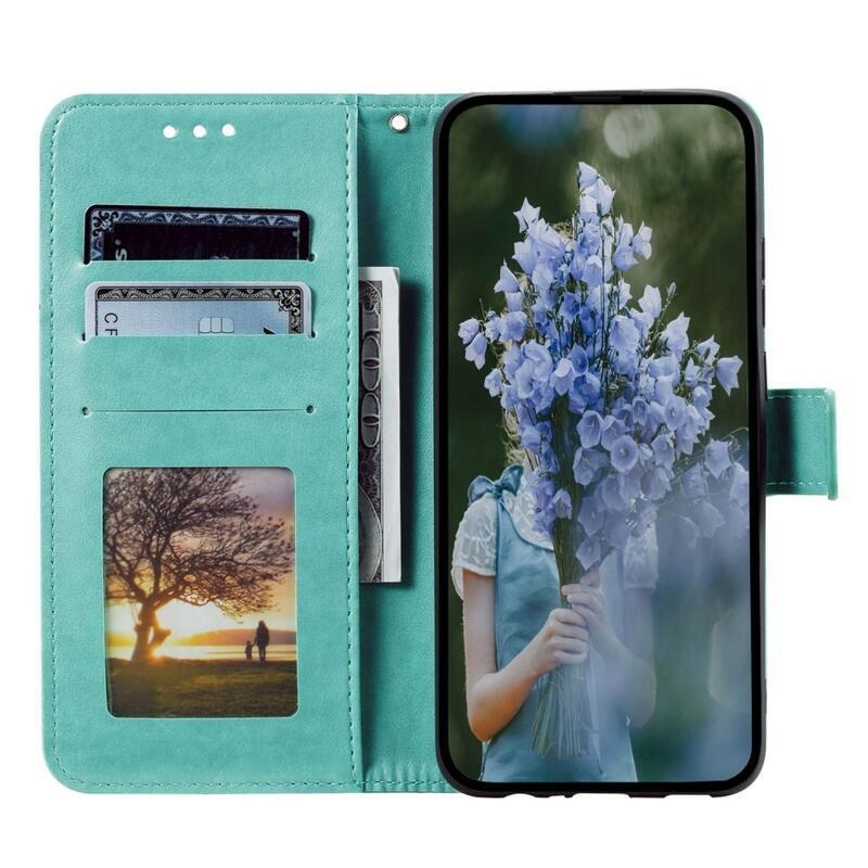 Mandala PU bőr pénztárca tok Samsung Galaxy M13 4G-hez - azúrkék színű
