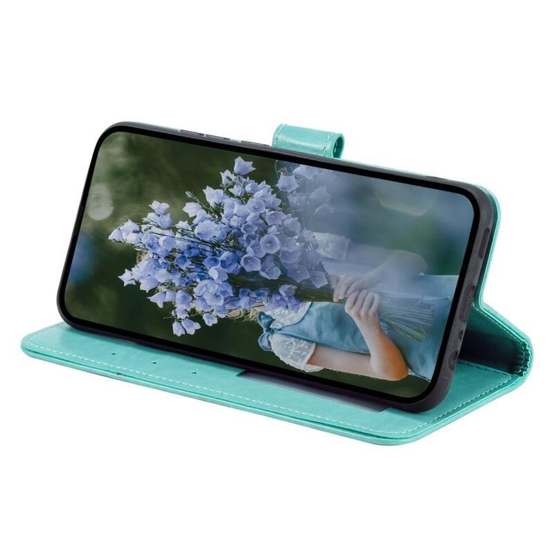 Mandala PU bőr pénztárca tok Samsung Galaxy M13 4G-hez - azúrkék színű