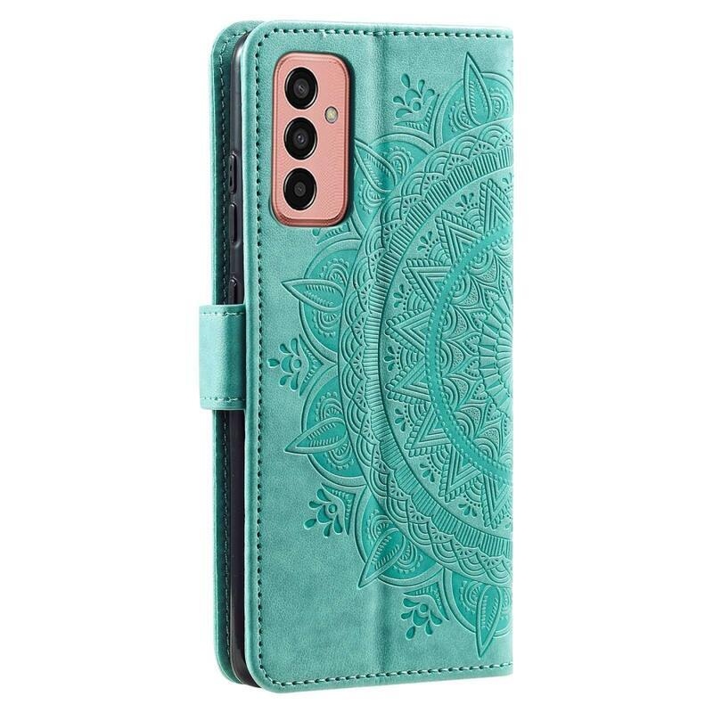 Mandala PU bőr pénztárca tok Samsung Galaxy M13 4G-hez - azúrkék színű