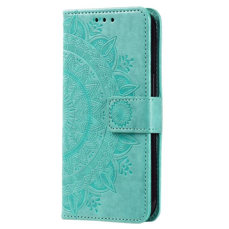 Mandala PU bőr pénztárca tok Samsung Galaxy M13 4G-hez - azúrkék színű