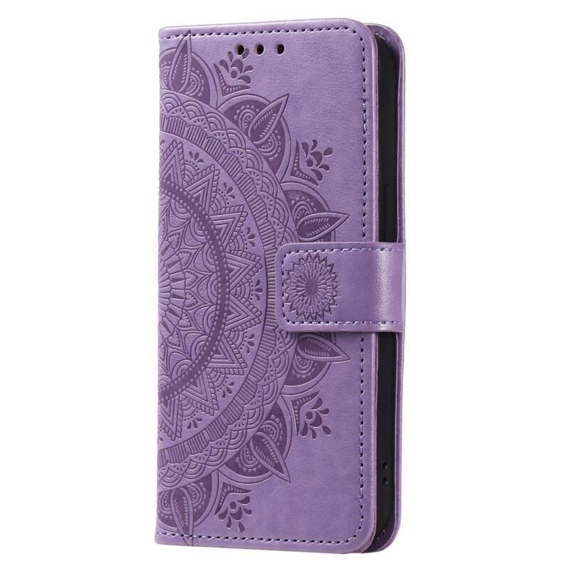 Mandala PU bőr pénztárca tok Samsung Galaxy M13 4G-hez - lila