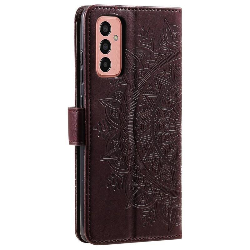 Mandala PU bőr pénztárca tok Samsung Galaxy M13 4G-hez - barna