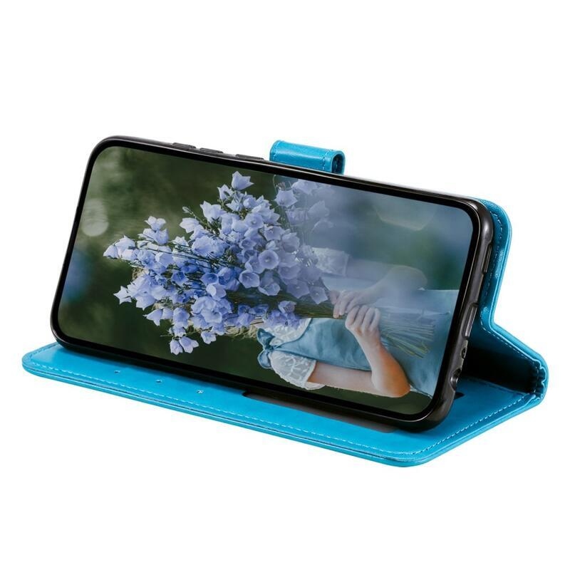 Mandala PU bőr pénztárca tok Samsung Galaxy M13 4G-hez - kék
