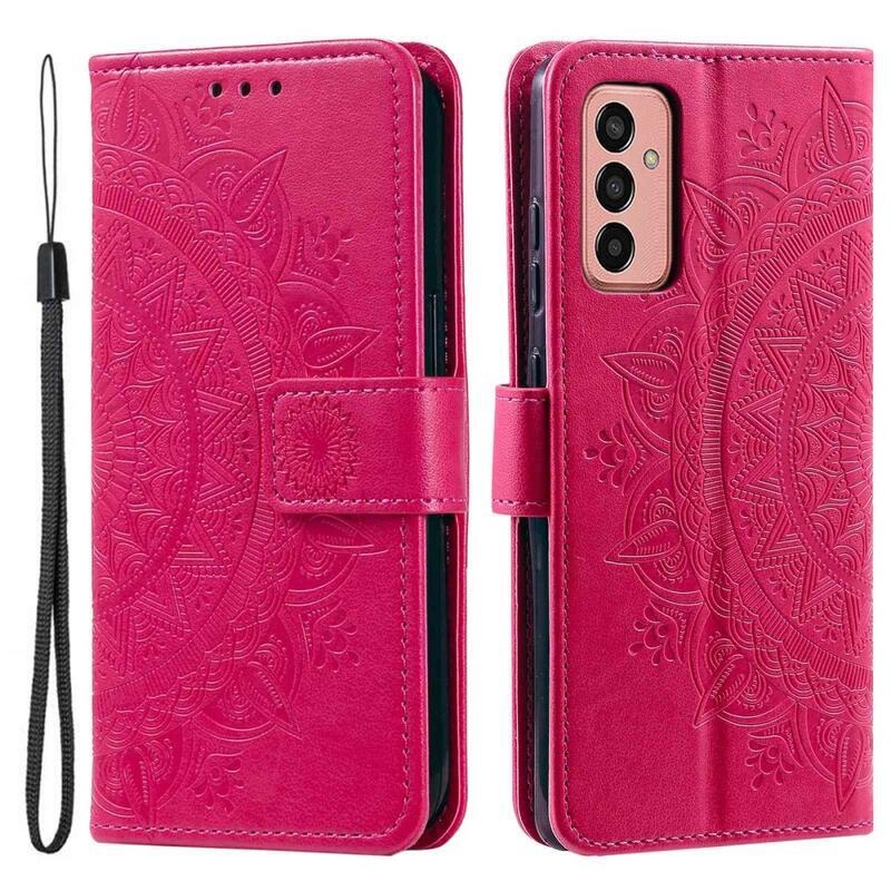 Mandala PU bőr pénztárca tok Samsung Galaxy M13 4G - rózsaszínű