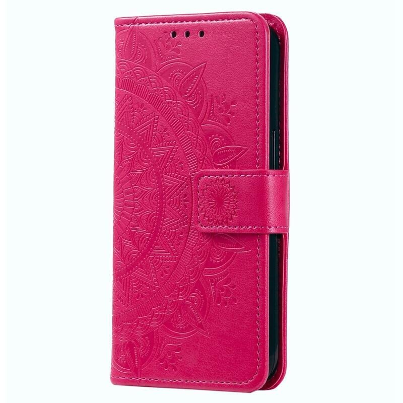 Mandala PU bőr pénztárca tok Samsung Galaxy M13 4G - rózsaszínű
