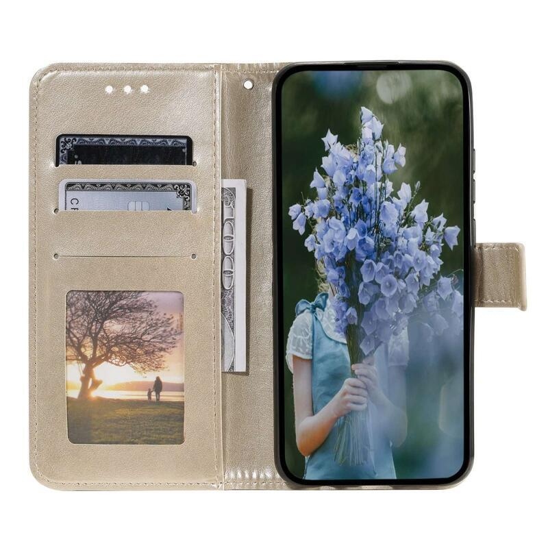 Mandala PU bőr pénztárca tok Samsung Galaxy M13 4G-hez - arany színben