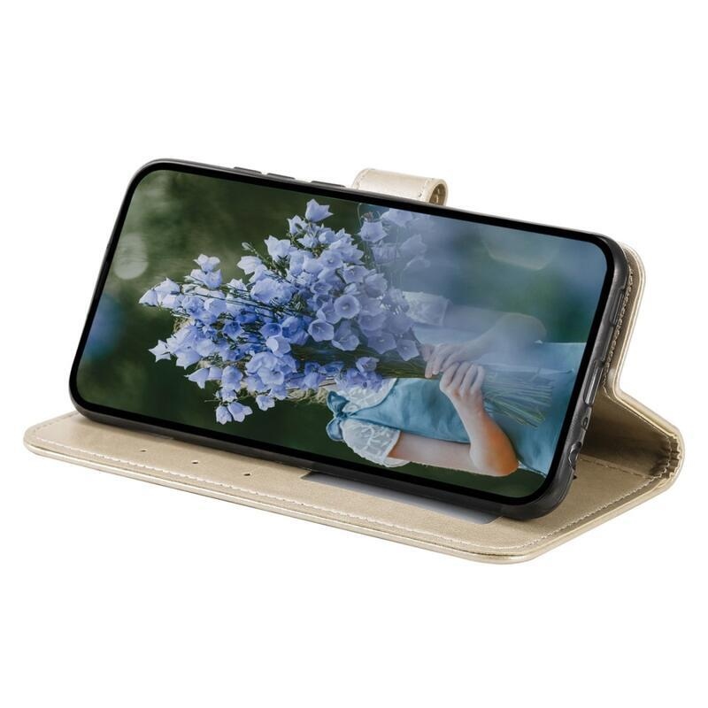 Mandala PU bőr pénztárca tok Samsung Galaxy M13 4G-hez - arany színben