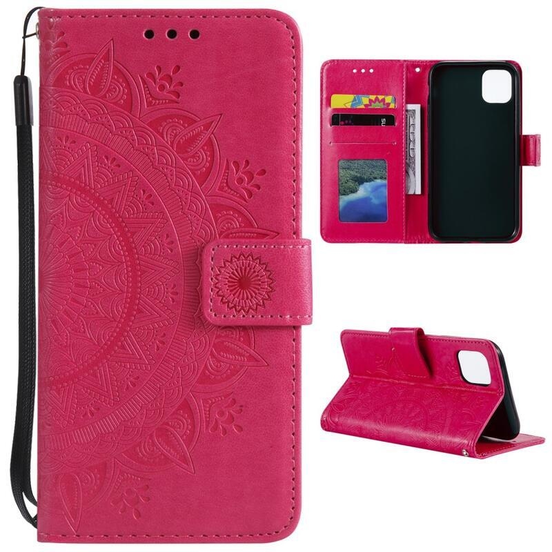 Mandala PU bőr pénztárca tok Xiaomi Mi 11-hez - piros