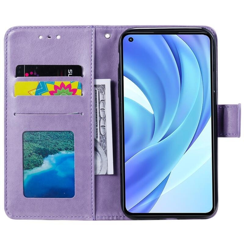 Mandala PU bőr pénztárca tok Xiaomi Mi 11 Lite 4G/5G/11 Lite 5G NE - lila