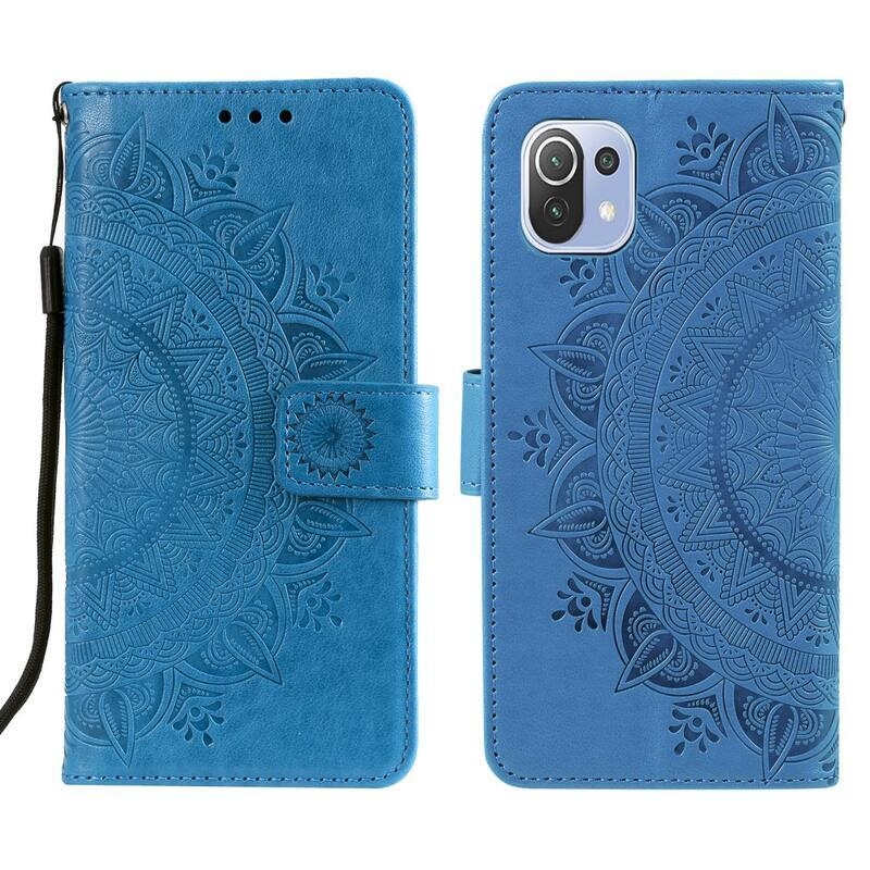 Mandala PU bőr pénztárca tok Xiaomi Mi 11 Lite 4G/5G/11 Lite 5G NE - kék