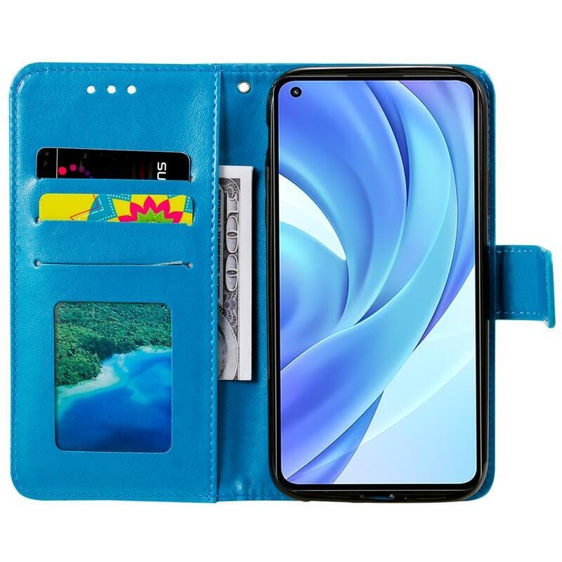 Mandala PU bőr pénztárca tok Xiaomi Mi 11 Lite 4G/5G/11 Lite 5G NE - kék