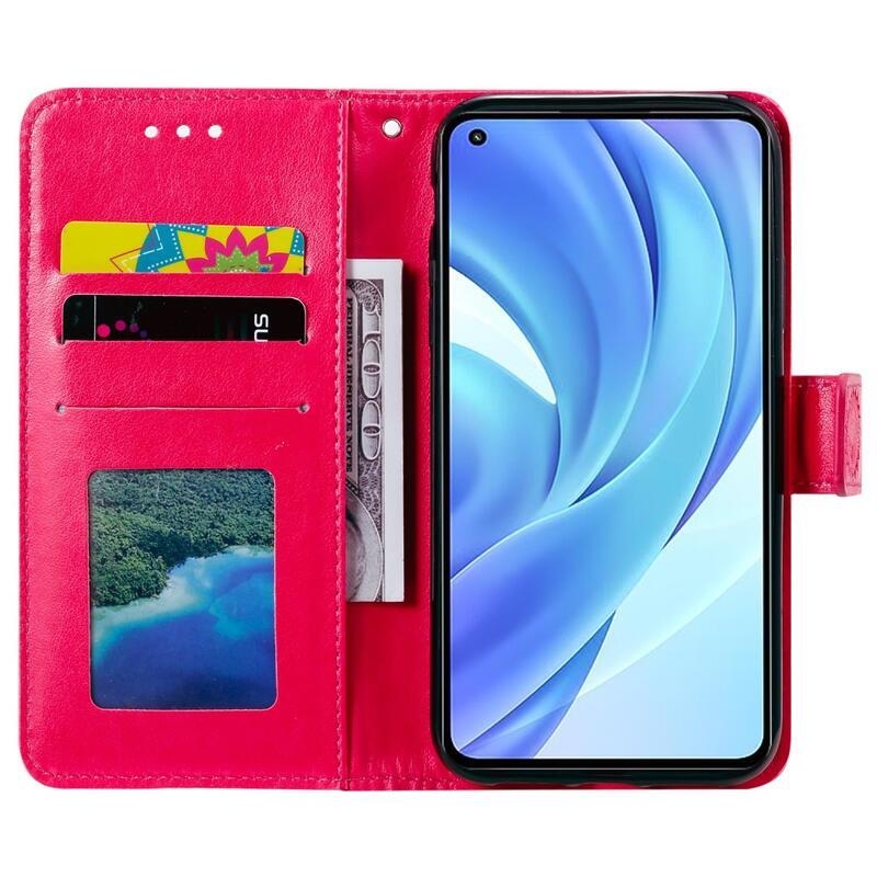 Mandala PU bőr pénztárca tok Xiaomi Mi 11 Lite 4G/5G/11 Lite 5G NE - rózsa