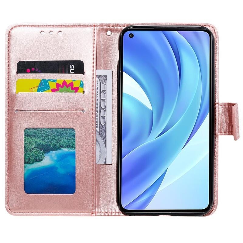 Mandala PU bőr pénztárca tok Xiaomi Mi 11 Lite 4G/5G/11 Lite 5G NE - rózsa arany
