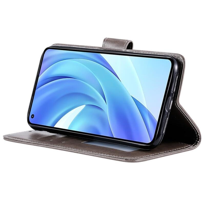 Mandala PU bőr pénztárca tok Xiaomi Mi 11 Lite 4G/5G/11 Lite 5G NE - szürke