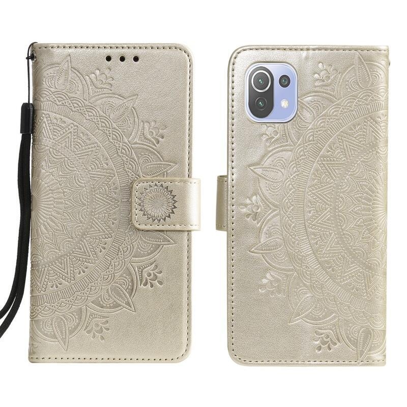 Mandala PU bőr pénztárca tok Xiaomi Mi 11 Lite 4G/5G/11 Lite 5G NE - arany színben