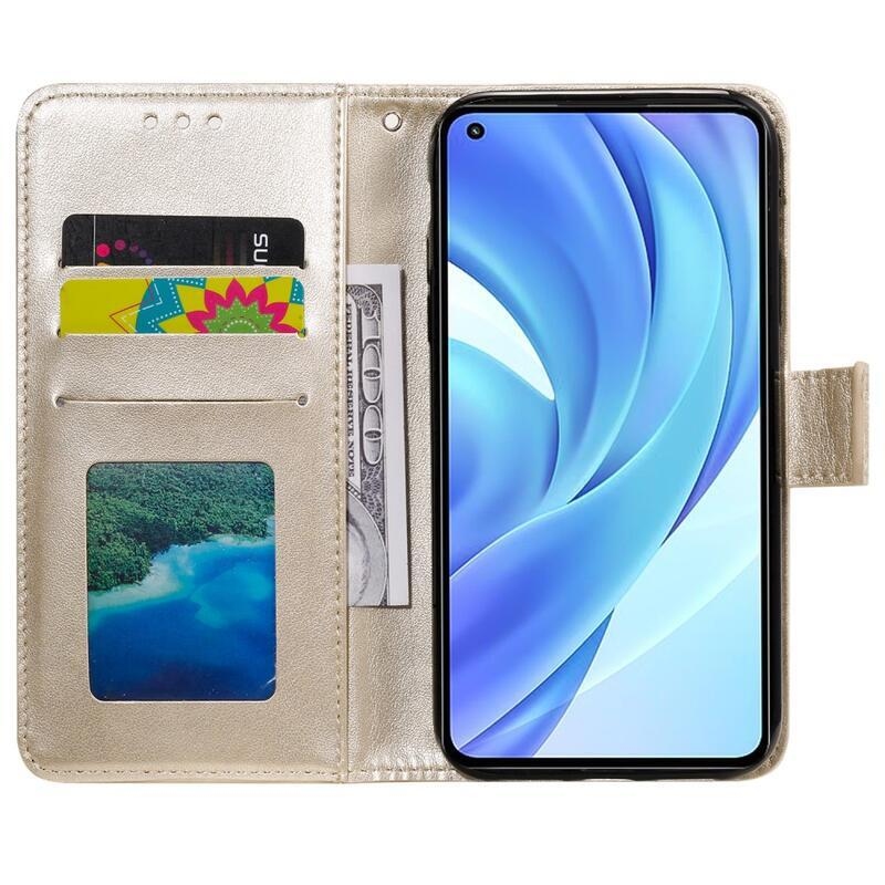 Mandala PU bőr pénztárca tok Xiaomi Mi 11 Lite 4G/5G/11 Lite 5G NE - arany színben