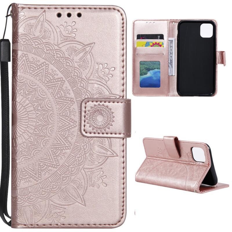 Mandala PU bőr pénztárca tok Xiaomi Mi 11-hez - rózsa arany