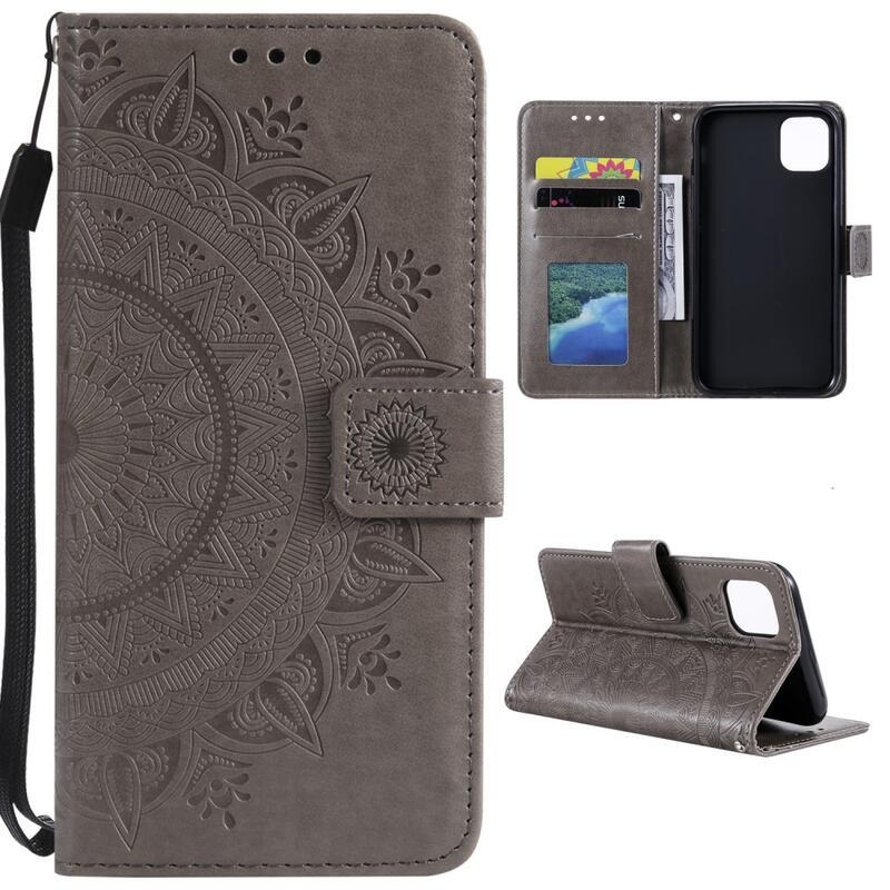 Mandala PU bőr pénztárca tok Xiaomi Mi 11-hez - szürke
