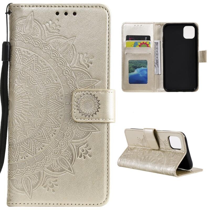 Mandala PU bőr pénztárca tok Xiaomi Mi 11-hez - arany színben