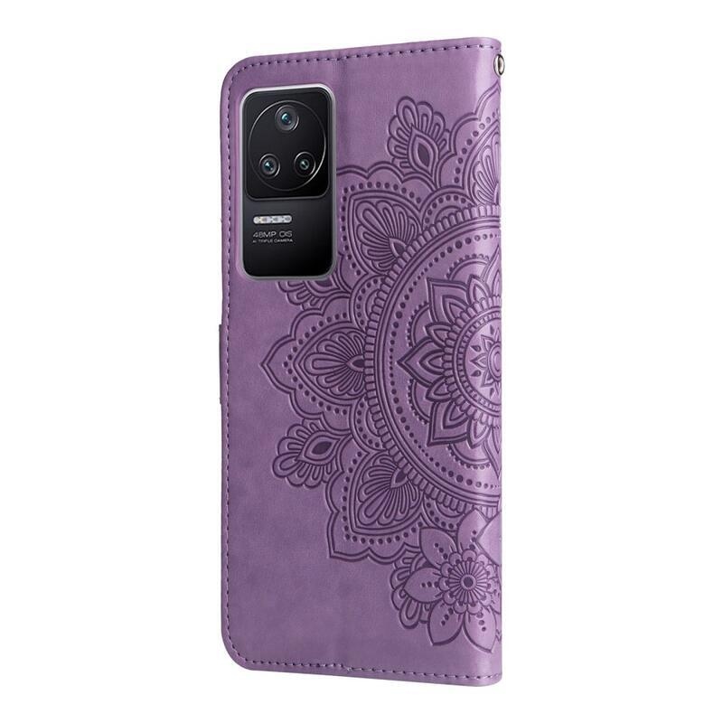 Mandala PU bőr pénztárca tok Xiaomi Poco F4 5G - lila