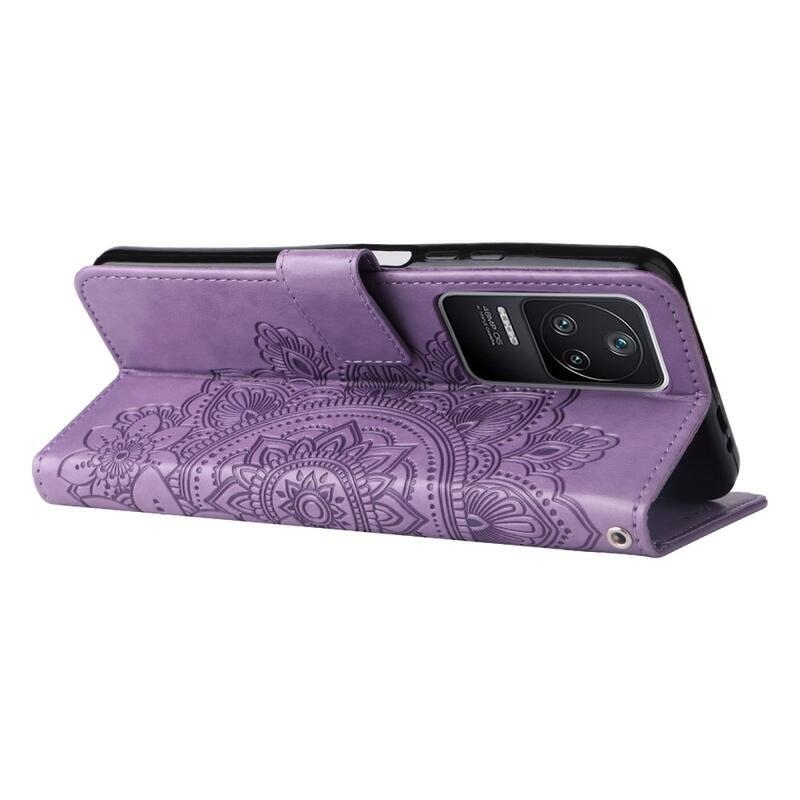Mandala PU bőr pénztárca tok Xiaomi Poco F4 5G - lila