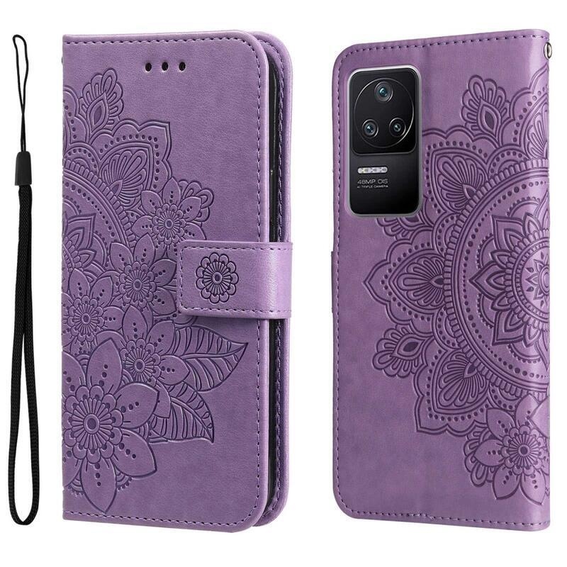 Mandala PU bőr pénztárca tok Xiaomi Poco F4 5G - lila