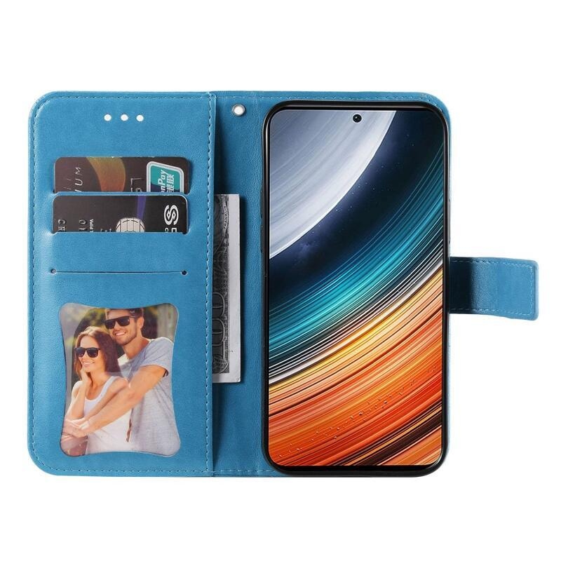 Mandala PU bőr pénztárca tok Xiaomi Poco F4 5G - kék