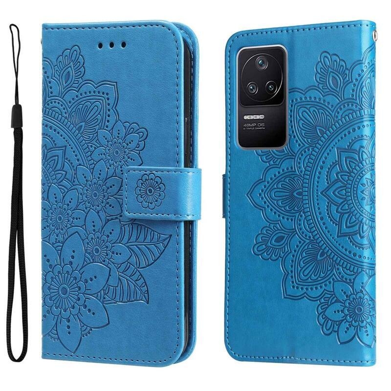 Mandala PU bőr pénztárca tok Xiaomi Poco F4 5G - kék