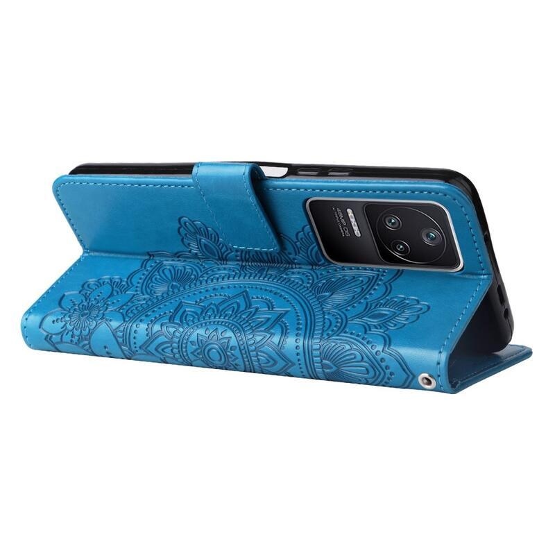 Mandala PU bőr pénztárca tok Xiaomi Poco F4 5G - kék