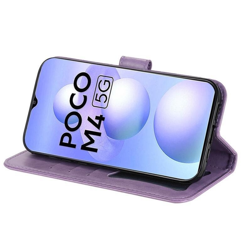 Mandala PU bőr pénztárca tok Xiaomi Poco M4 5G - lila